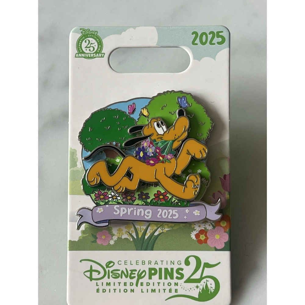 Disney Pins 25th Anniversary Pluto Spring 2025 Limited Edition Pin